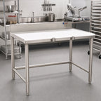 Thumbnail image #2 for Eagle Group TB3684S 84 x 36 Inch Poly Top Trimming Table with 3 Removable 1/2-Inch Polymer Boards, Stainless Steel Deck and 4-Inch Backsplash