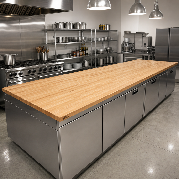 Product image #2 for Boos Block 132" x 36" Blended Edge Grain Maple Kitchen Countertop, Penetrating Oil Finish, Flat No-Backsplash