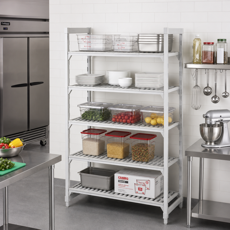 Product image #3 for Cambro Camshelving Premium Stationary 5-Tier Starter Unit, 18 x 36 x 64 Inches, Vented Polymer Shelving