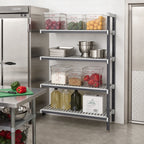 Thumbnail image #2 for Cambro Camshelving® Elements EXA184872V4480 Stationary Add-On Vented Polymer Shelving Unit, 18 x 48 x 72 in, 4-Tier, Gray