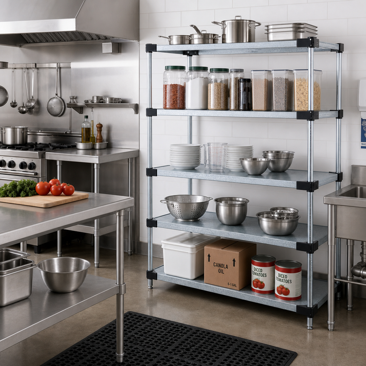 Product image #2 for Quantum Solid Shelving Starter Kit, 36"W x 24"D x 86"H, 5-Shelf Stationary Unit