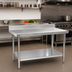 Thumbnail image #2 for Spec-Master Marine Series 60 Inch x 24 Inch Stainless Steel Work Table with 4-1/2 Inch Backsplash and Adjustable Undershelf
