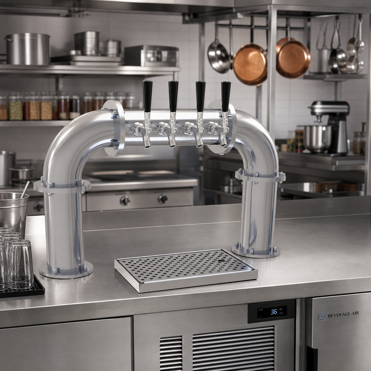 Product image #2 for Glastender 4-Faucet Pipe Pass-Thru Glycol-Cooled Draft Dispensing Tower, Countertop, Stainless Steel