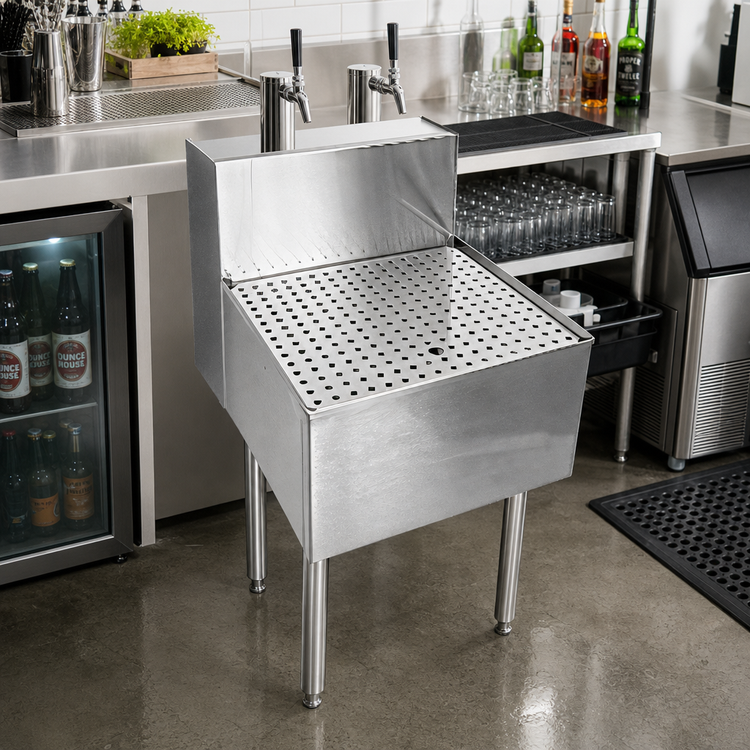 Product image #2 for CHOICE 30-Inch Stainless Steel Underbar Beer Drainer with 5-Inch Forward Backsplash