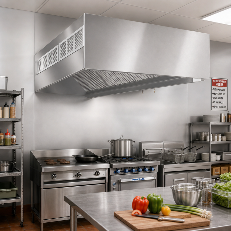 Product image #2 for SpecAir HEF96-78 Wall Type Front Discharge Make-Up Air Commercial Kitchen Exhaust Hood, 78"W