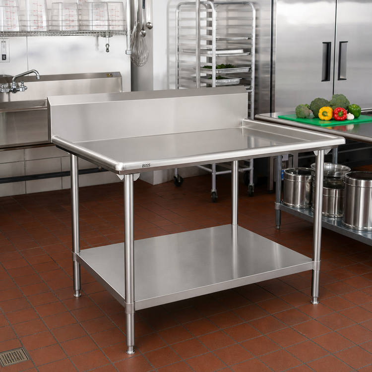 Product image #2 for John Boos Stainless Steel Sorting Table with 10-Inch Backsplash and Undershelf, 60-7/8 x 30-3/8 Inches