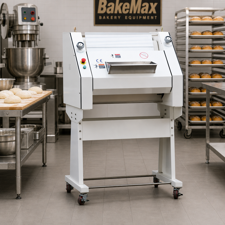 Product image #3 for BakeMax French Bread Dough Moulder, Floor Model with Stand and Casters, 50 to 1000 Gram Range, 3,000 Pieces/Hour