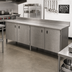 Thumbnail image #2 for John Boos Enclosed Base Work Table with Hinged Doors, 132 x 24 Inches, 16-Gauge 300 Series Stainless Steel Top, 5-Inch Backsplash
