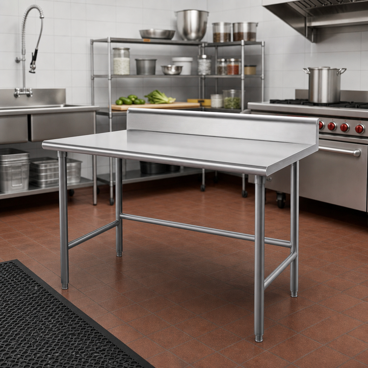 Product image #2 for Advance Tabco 14-Gauge 304 Stainless Steel Work Table with 5-Inch Backsplash, 60 x 30 Inches