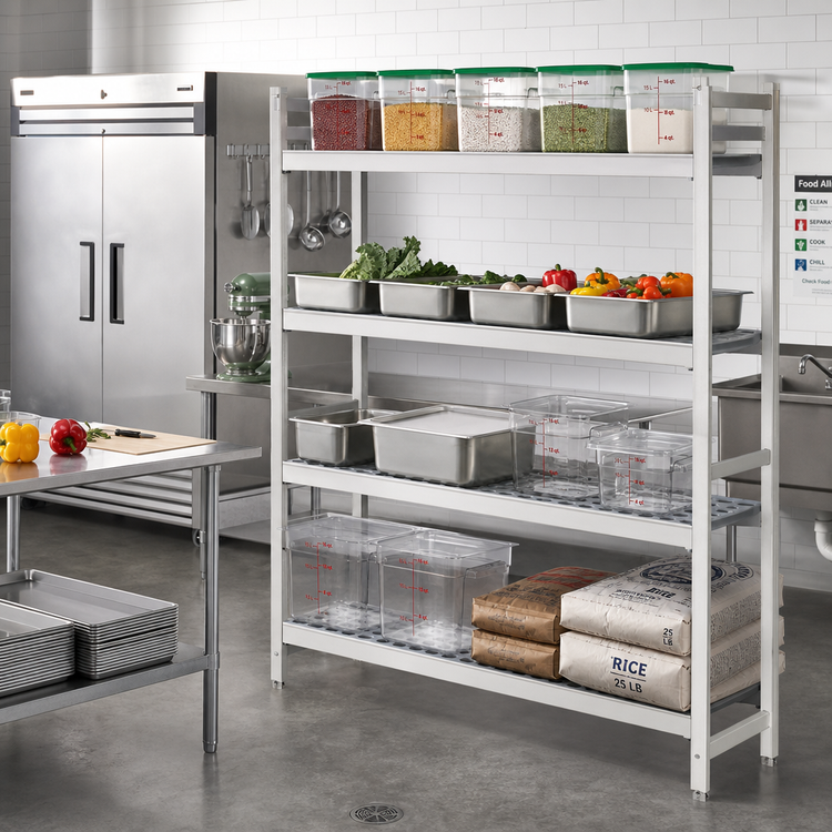 Product image #2 for Fermostock 4-Tier Stationary Starter Shelving Unit with Removable Polymer Inserts, 59"W x 22"D x 83"H