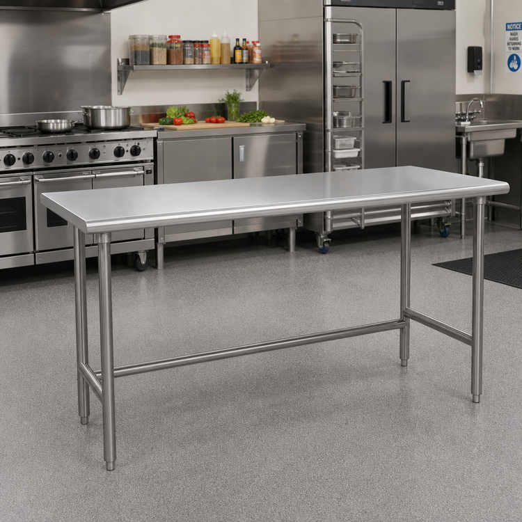 Product image #2 for Advance Tabco TSAG-3610 120" x 36" 16 Gauge 430 Stainless Steel Flat Top Work Table with Open Base