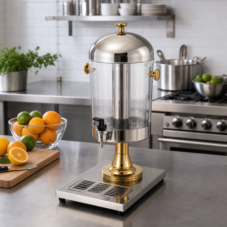 Product image #3 for Winco Single Juice Dispenser with 2.2 Gallon Clear Polycarbonate Bowl and Stainless Steel Base
