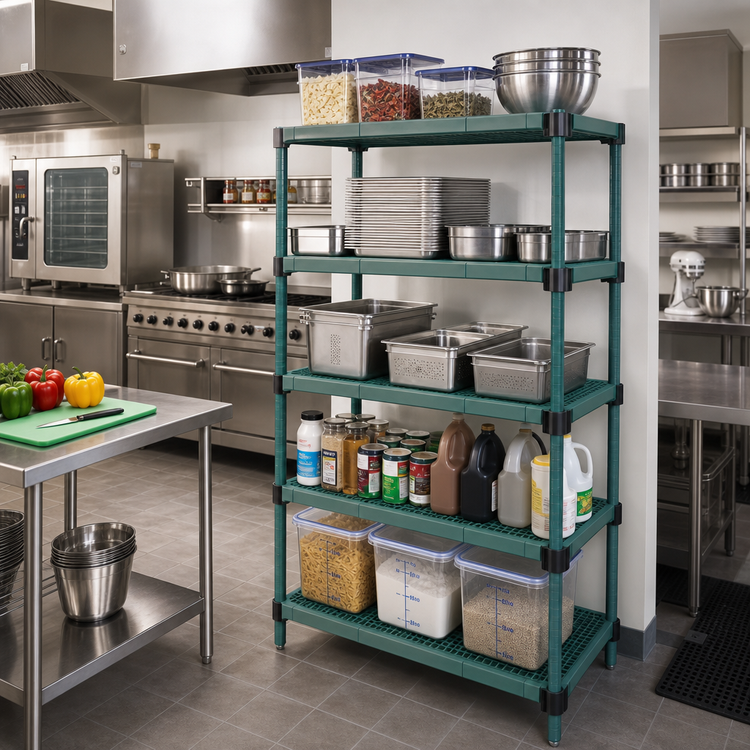 Product image #2 for QuadPlus 5-Tier Stationary Starter Wire Shelving Unit with EAGLEgard Hybrid Epoxy Finish, 48W x 24D x 74H