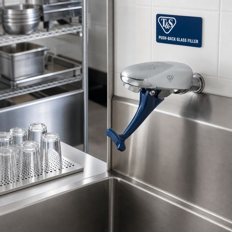 Product image #2 for T&S Brass Wall-Mounted Push-Back Glass Filler Faucet