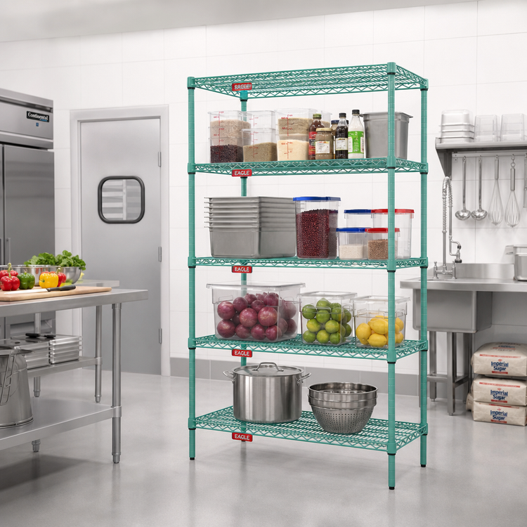 Product image #2 for EagleGard 4-Tier Stationary Starter Wire Shelving Unit, 30W x 24D x 74H, Hybrid Epoxy Finish