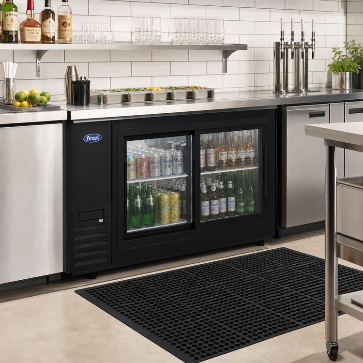 Product image #2 for Atosa Shallow Depth Two-Section Back Bar Cooler with Sliding Glass Doors, 18.6 Cu. Ft.