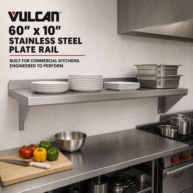 Product image #2 for Vulcan 60-Inch x 10-Inch Stainless Steel Plate Rail