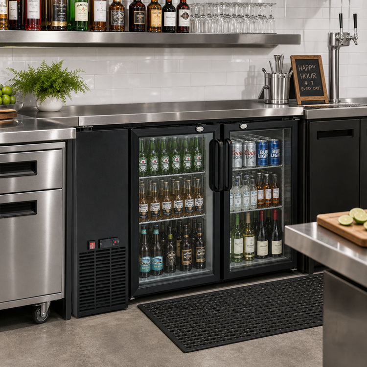 Product image #2 for Eagle Group BlendPort® Two-Section Reach-In Back Bar Cooler, 48-3/4 Inch, Glass Doors, Self-Contained Side-Mounted Refrigeration