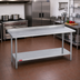 Thumbnail image #2 for Duke 108-Inch x 30-Inch Stainless Steel Work Table with 1-1/8-Inch Straight Riser and Galvanized Undershelf