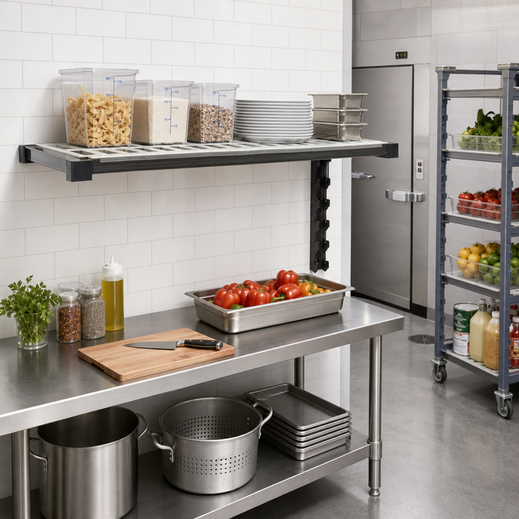 Product image #2 for Cambro Camshelving Elevation Series Wall-Mounted Add-On Shelf Kit, 14 x 24 Inches, Vented, Brushed Graphite