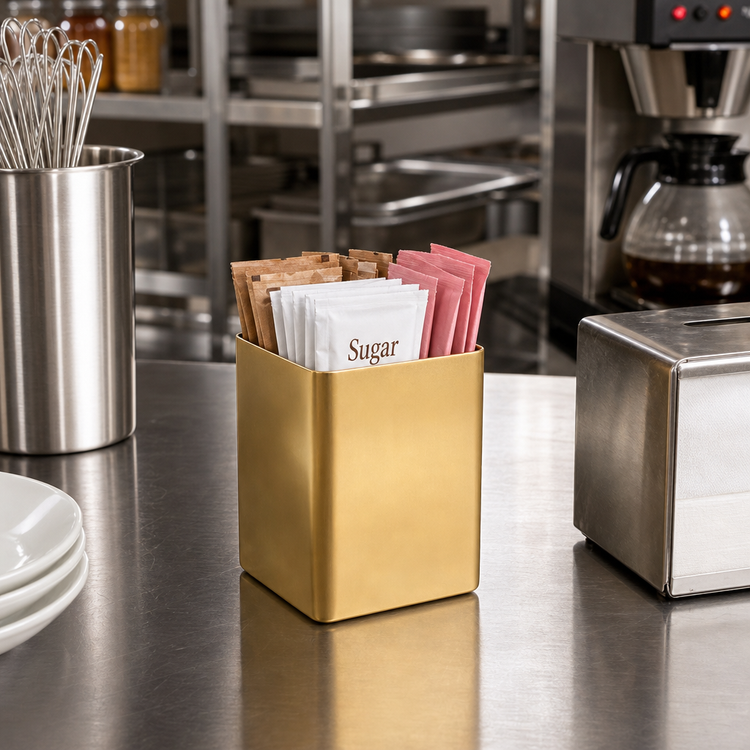 Product image #2 for American Metalcraft Gold Stainless Steel Square Sugar Packet Holder