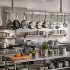 Thumbnail image #2 for Serv-Ware SW-60-CWP 60-Inch Stainless Steel Double-Bar Pot Rack with 10 Double Hooks