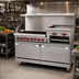 Thumbnail image #2 for American Range 60-Inch Gas Restaurant Range with 6 Open Burners, 24-Inch Raised Griddle/Broiler, and 2 Standard Ovens