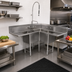 Thumbnail image #2 for John Boos Pro-Bowl 3-Compartment Corner Sink with Dual 36-Inch Drainboards