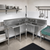 Thumbnail image #2 for John Boos Pro-Bowl 3-Compartment Corner Sink with Dual 36-Inch Drainboards