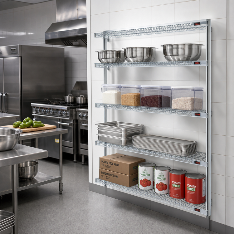 Product image #2 for EAGLEbrite 4-Tier Add-On Wire Shelving Unit, 60W x 18D x 74H, Zinc Finish