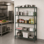 Thumbnail image #2 for Quantum WR86-2172P-5 Stationary Wire Shelving Starter Unit, 72"W x 21"D x 86"H, 5 Shelves, Green Epoxy