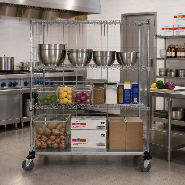 Product image #2 for Quantum Wire Enclosed Mobile Shelving Cart, 60 x 24 x 69 Inches, 1200 lb Capacity