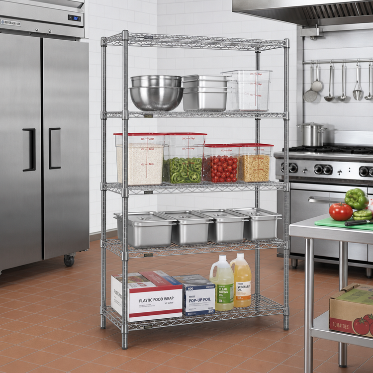 Product image #2 for Eagle Redi-Pak 4-Tier Wire Shelving Unit, 36W x 24D x 63H, Pewter Gray Epoxy