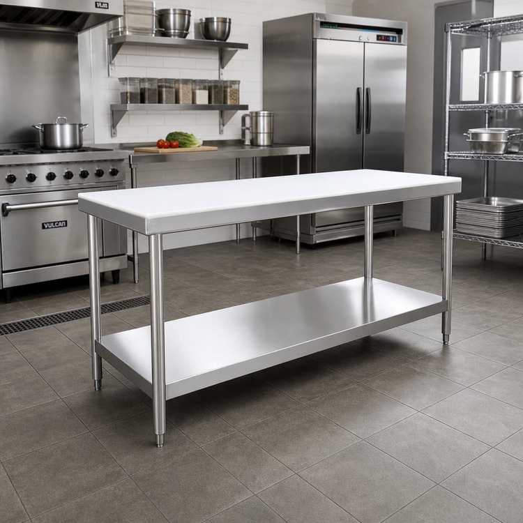 Product image #2 for Advance Tabco Poly-Vance Poly-Top Work Table with Adjustable Undershelf, 60 x 24 Inches