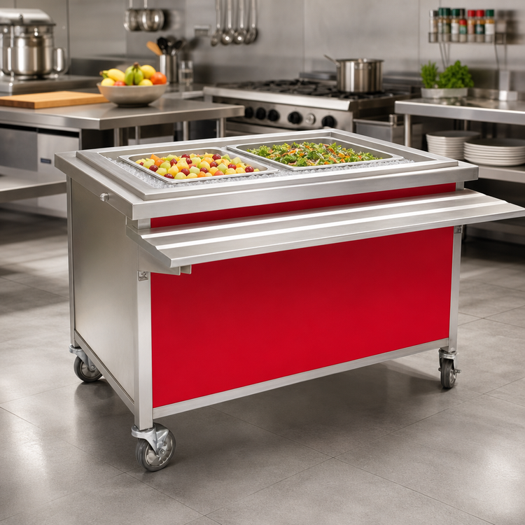 Product image #2 for Director's Choice Mobile Iced Cold Pan Food Unit, 36 Inch W x 30 Inch D x 34 Inch H, 2-Pan