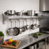 Thumbnail image #2 for John Boos Stallion 120-Inch Wall-Mounted Stainless Steel Commercial Pot Rack Shelf, 14 Gauge