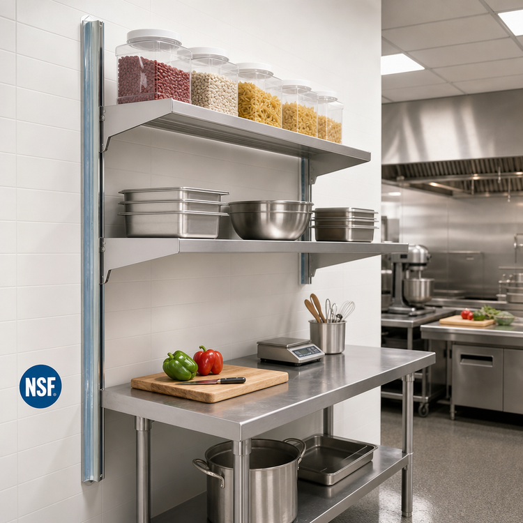 Product image #2 for Eagle Group 96-Inch Aluminum NSF Wall-Mounted Cantilever Shelving Standard Upright