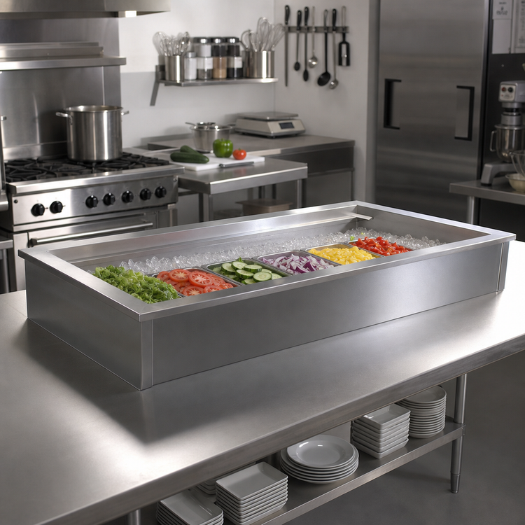 Product image #2 for Delfield N8069 Drop-In Ice Cooled Cold Pan, 69 x 26 Inches, 5-Pan Capacity