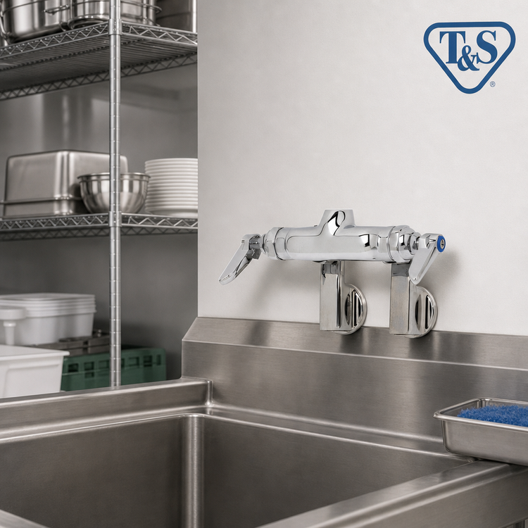 Product image #2 for T&S Brass B-0340-LN Wall-Mount Double Pantry Faucet