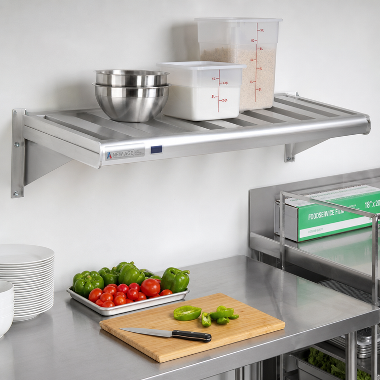 Product image #2 for New Age T-Bar Series Cantilever Wall-Mounted Shelf, 42 x 18 Inches, Aluminum, 900 lb. Capacity