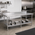 Thumbnail image #2 for John Boos Stallion 108-Inch x 24-Inch Stainless Steel Top Work Table with 5-Inch Backsplash and Undershelf