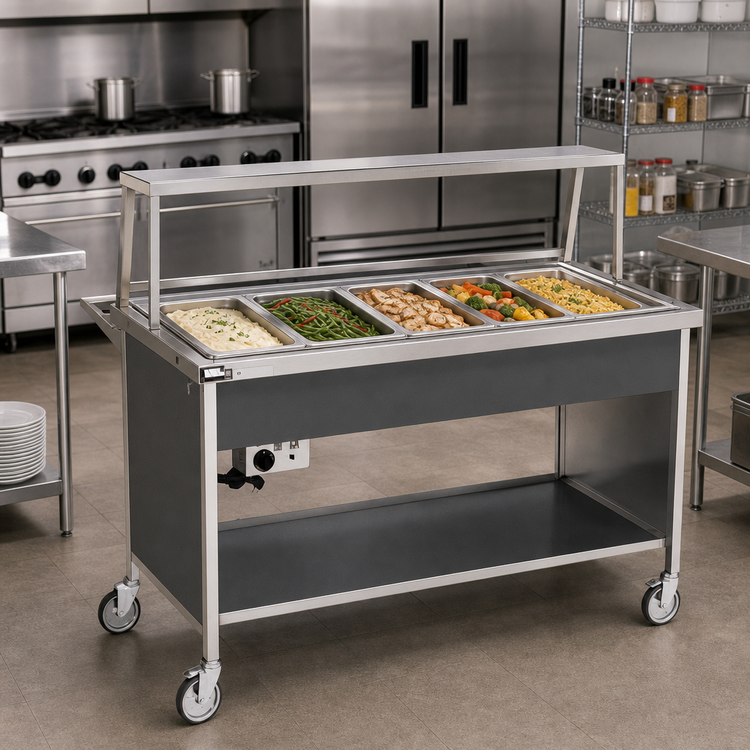 Product image #2 for Atlas Metal CAH-5 Mobile Electric Hot Food Serving Counter with 5 Pan Capacity
