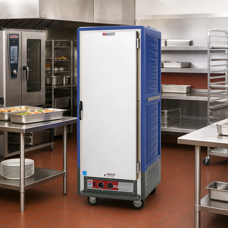 Product image #2 for Metro C5 Insulation Armour 3 Series Full-Height Low-Watt Mobile Heated Holding Cabinet, Solid Door, Blue