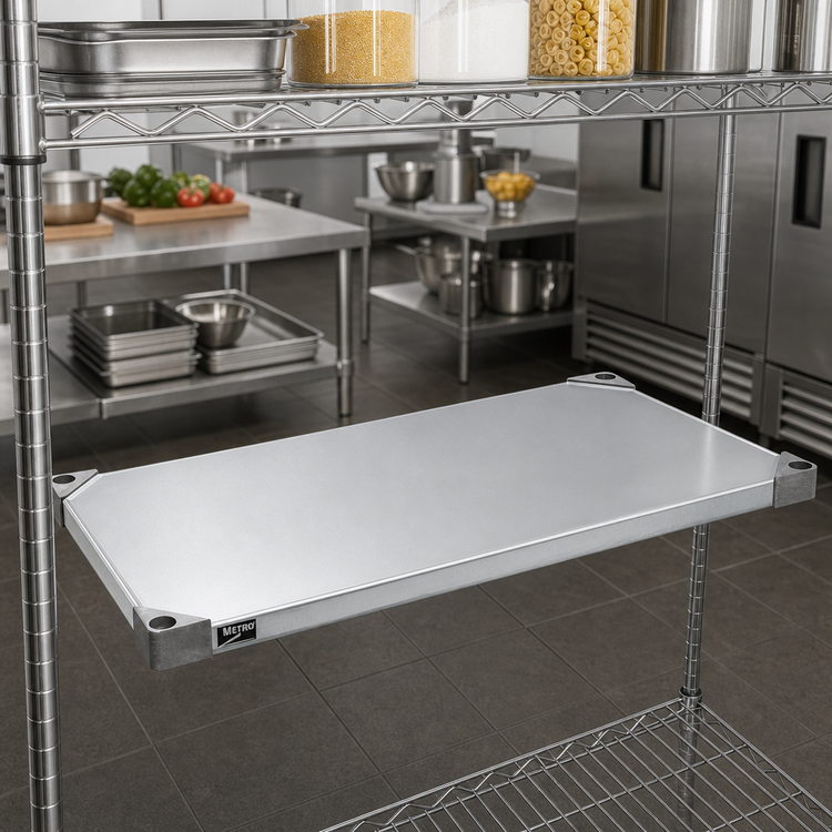 Product image #2 for Metro Super Erecta 48"W x 18"D Solid Galvanized Steel Shelf with Raised Ship's Edge