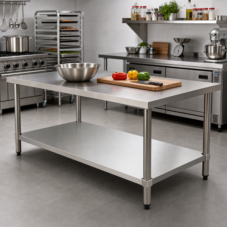 Product image #2 for Omcan 60 x 30 Inch Stainless Steel Undershelf for 19145 Worktable