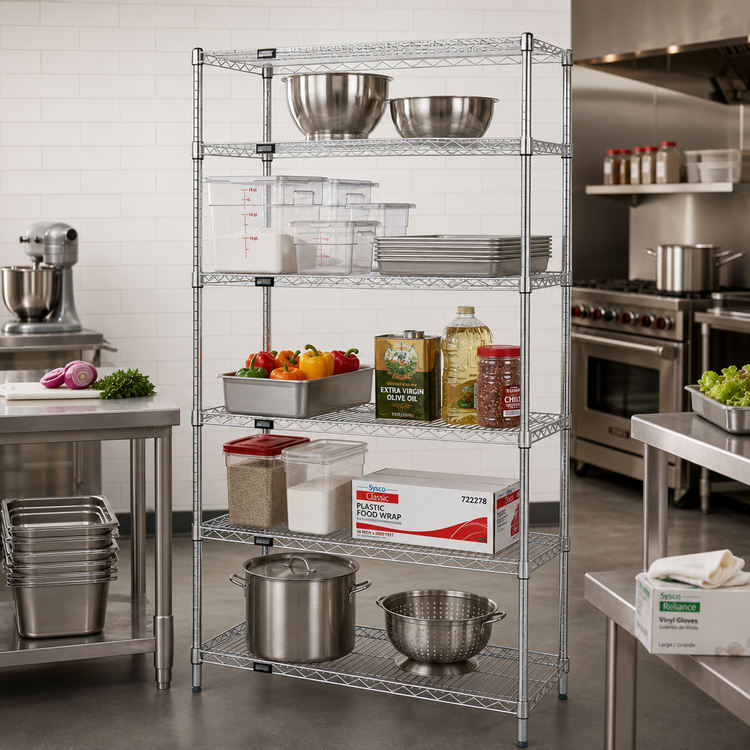 Product image #2 for Quantum 5-Shelf Wire Shelving Starter Kit, 36 x 21 x 54 Inch, Chrome Plated