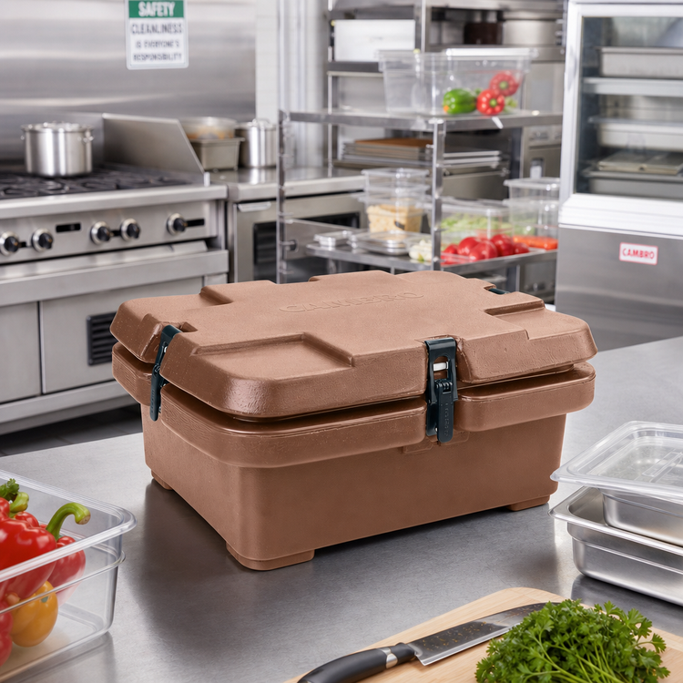 Product image #3 for Cambro Camcarrier® 240MPC Top-Loading Insulated Half-Size Food Pan Carrier, Coffee Beige
