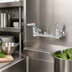Thumbnail image #2 for T&S Brass 8-Inch Wall Mount Double Pantry Mixing Faucet, Swivel Outlet, Less Nozzle