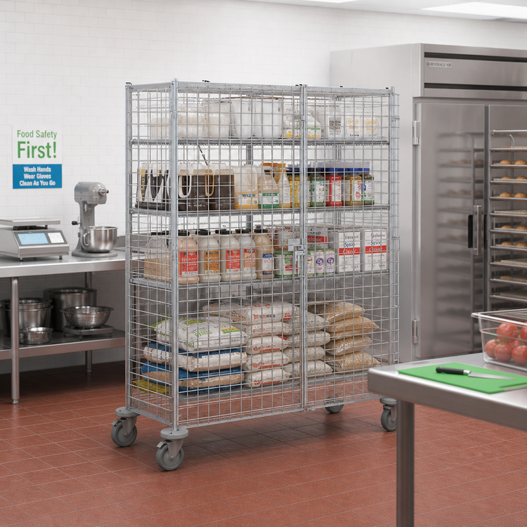 Product image #2 for Metro Super Erecta Mobile Wire Security Cage with Metroseal 3 Epoxy-Coated Finish and Microban, 65 x 27-1/4 x 68-1/2 Inches
