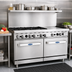 Thumbnail image #2 for CookRite 60-Inch LP Combination Gas Range with 6 Open Burners, 24-Inch Right Griddle, and 2 Standard Ovens